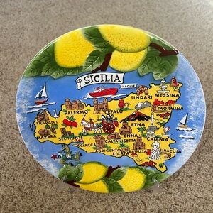 Sicilia Village Hand-Painted Ceramic Plate with Stand